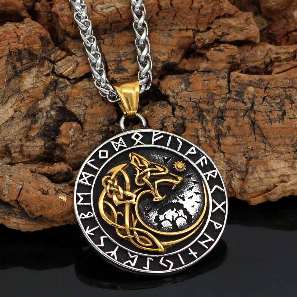 Wolf Head Rune Viking Fenrir Ketting