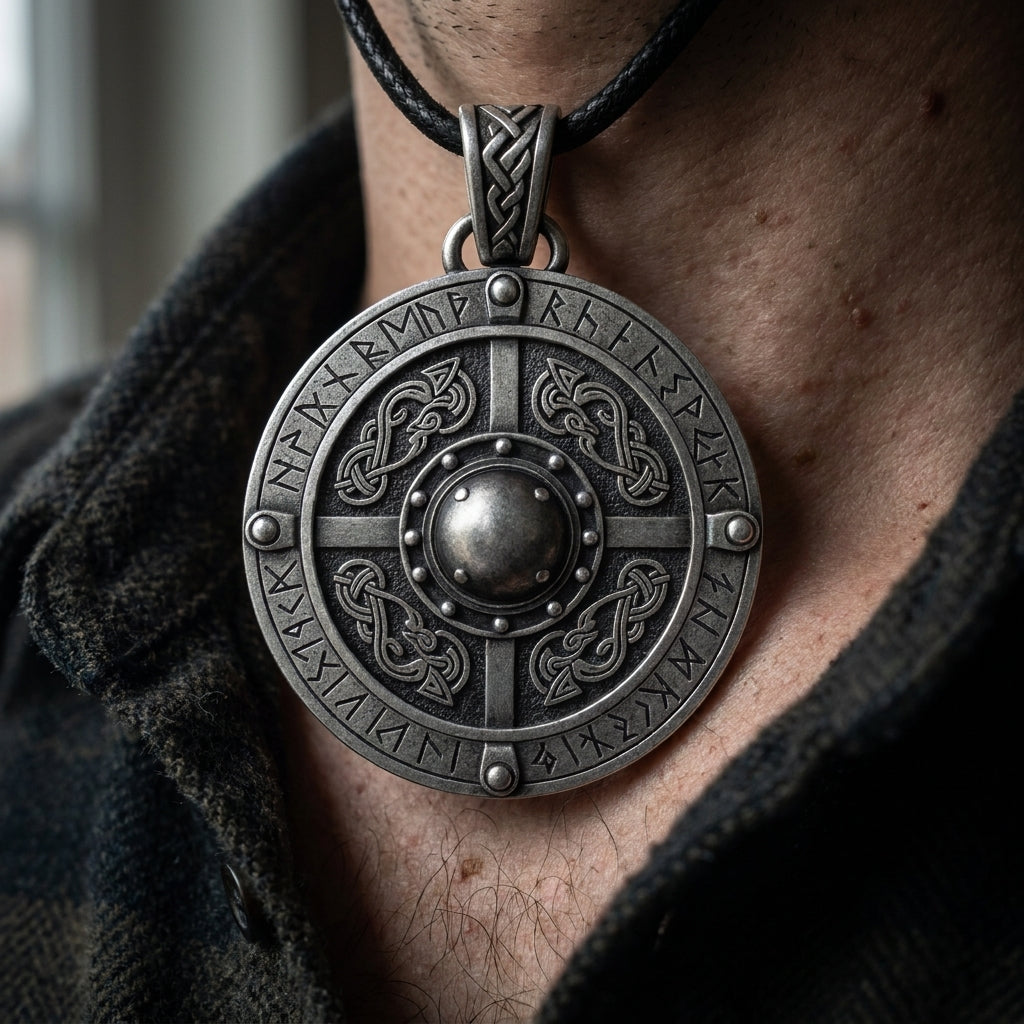 Viking Schild Hanger Ketting met Runen