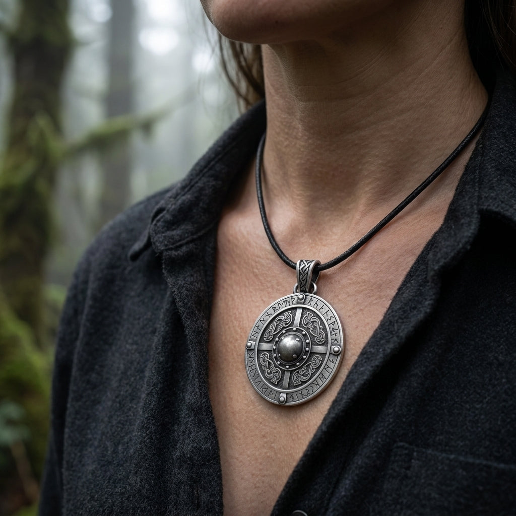Viking Schild Hanger Ketting met Runen