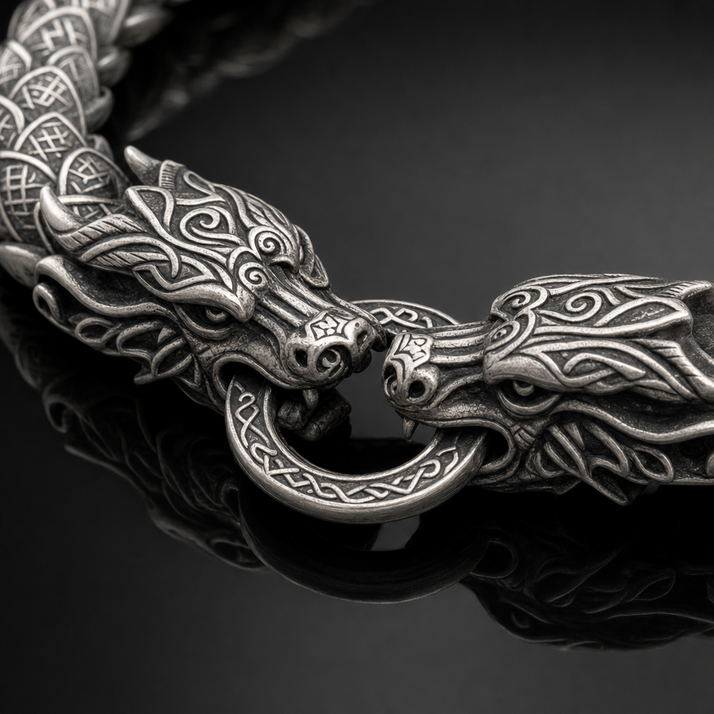 Viking Nidhögg Draak-Scale Schakel Ketting voor heren