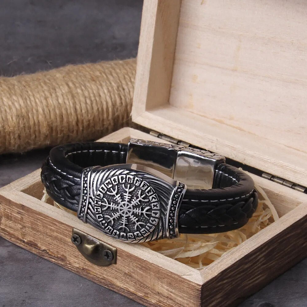 Viking Vegvísir Kompas Bangle Valknut Armband