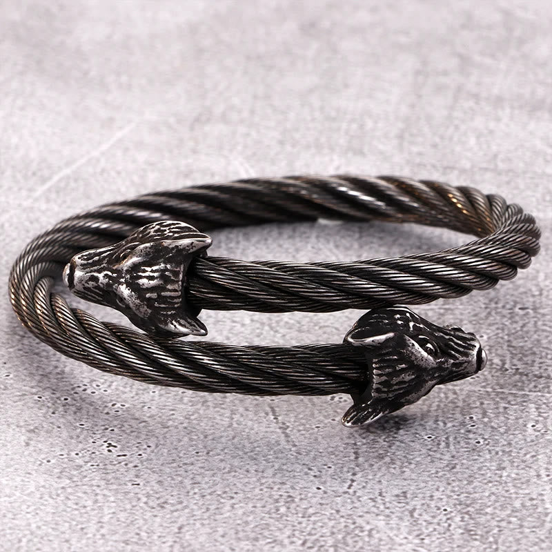 Wolf Head Gedraaide Open Armband