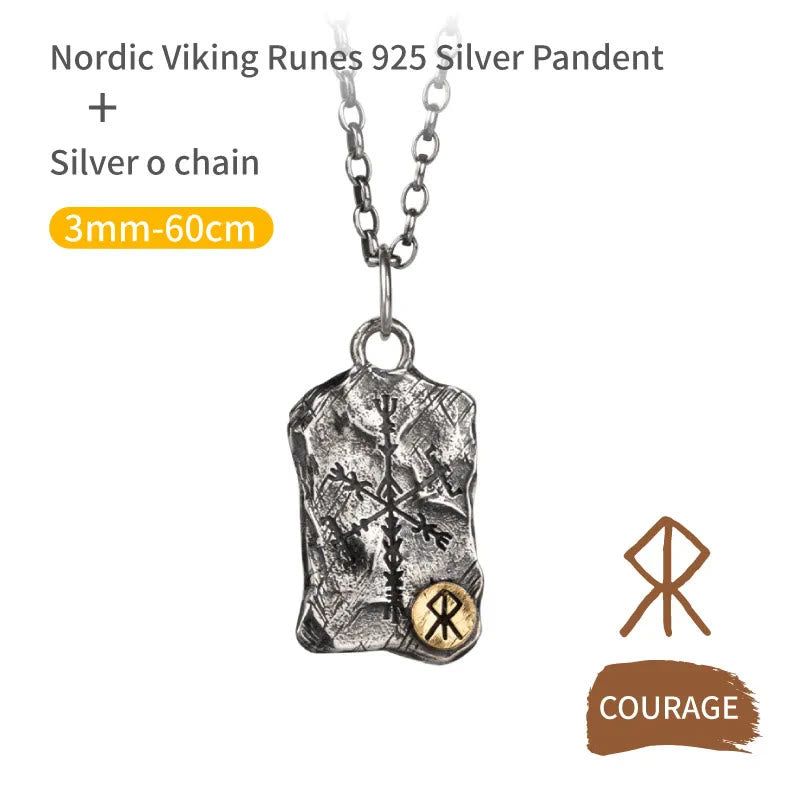 Vegvísir-ketting met runen – 925 zilver