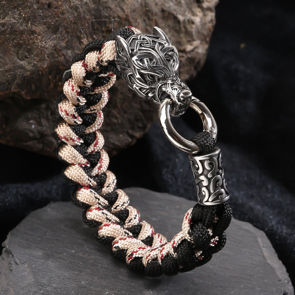 Viking Wolf Head Beer Gevlochten Armband
