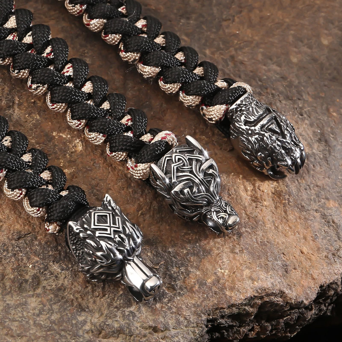 Viking Wolf Head Beer Gevlochten Armband