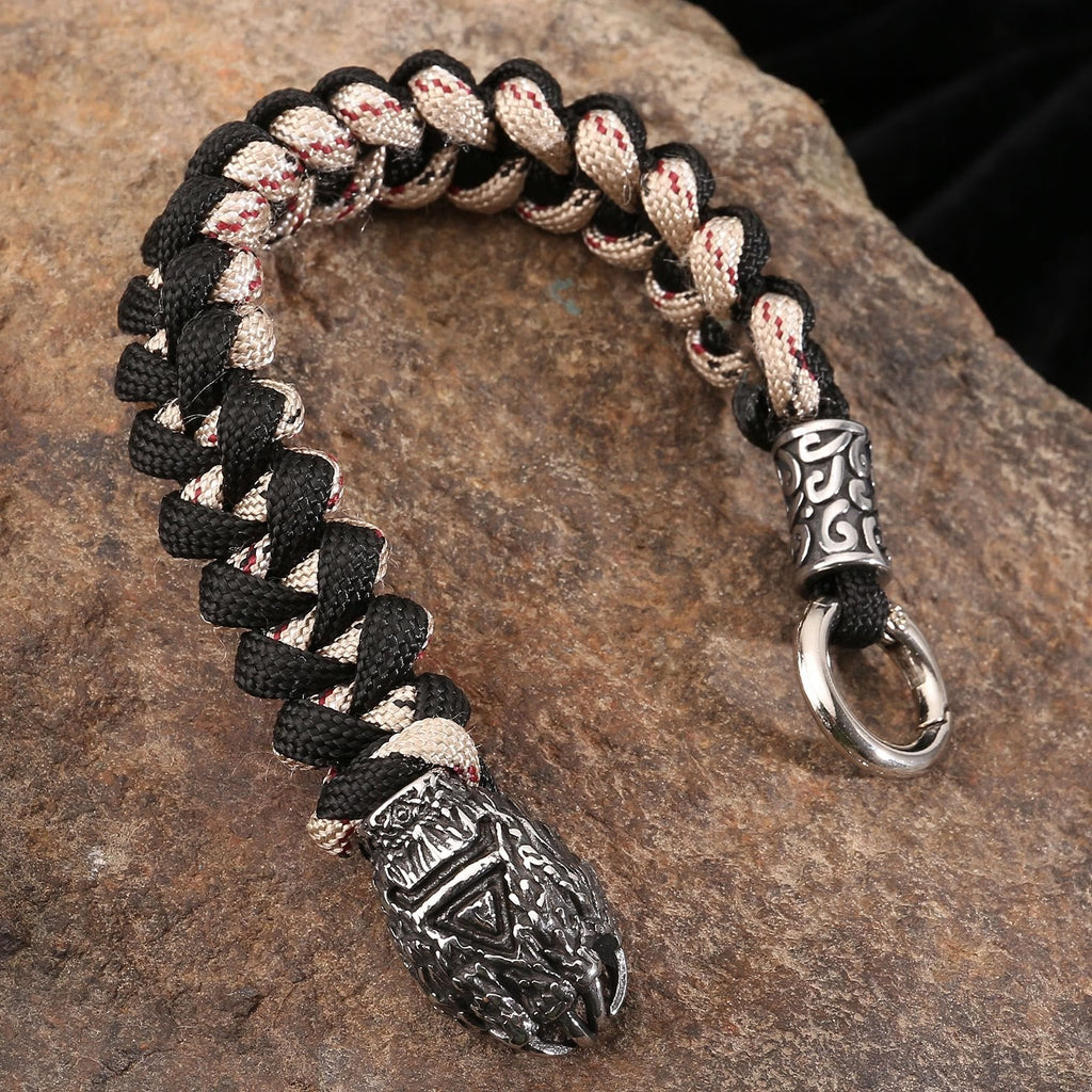Viking Wolf Head Beer Gevlochten Armband