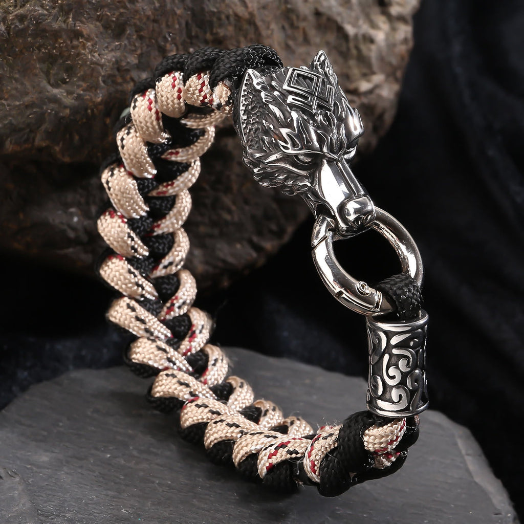 Viking Wolf Head Beer Gevlochten Armband