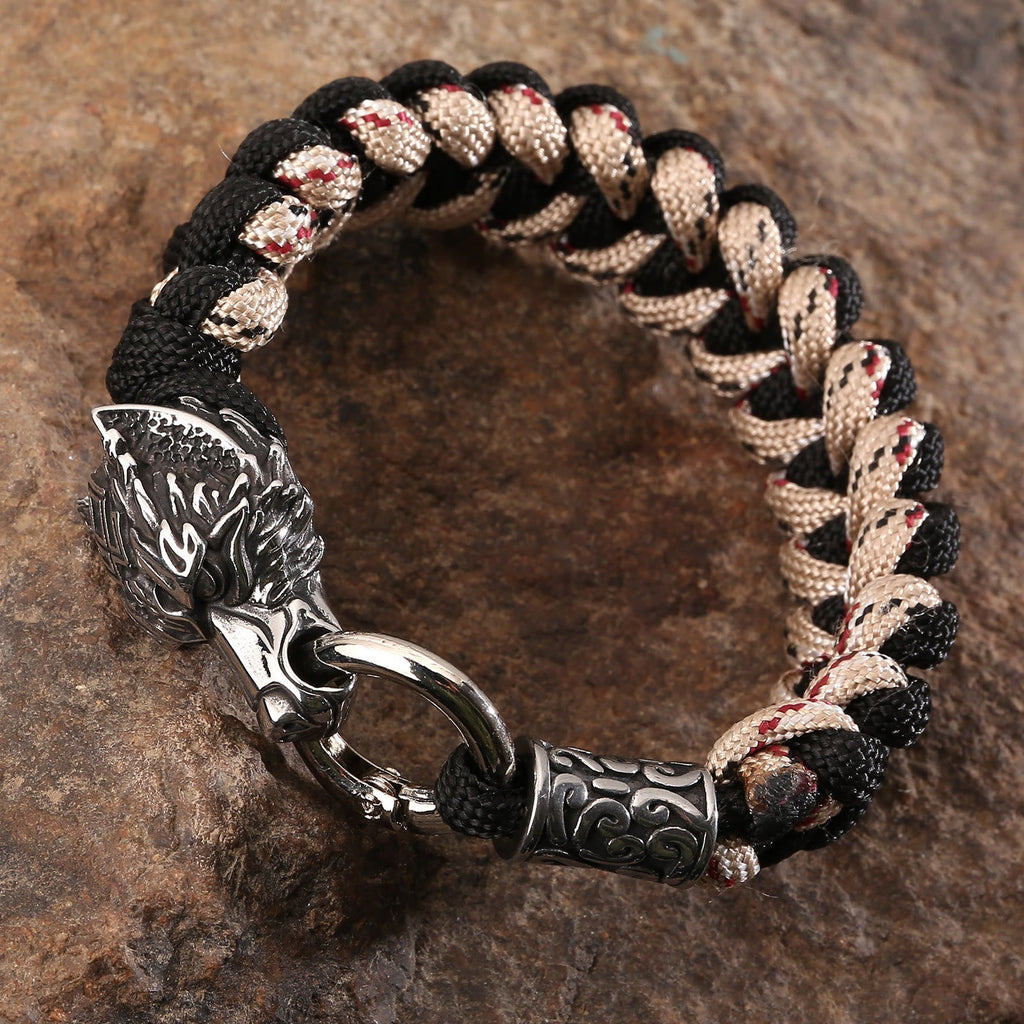 Viking Wolf Head Beer Gevlochten Armband
