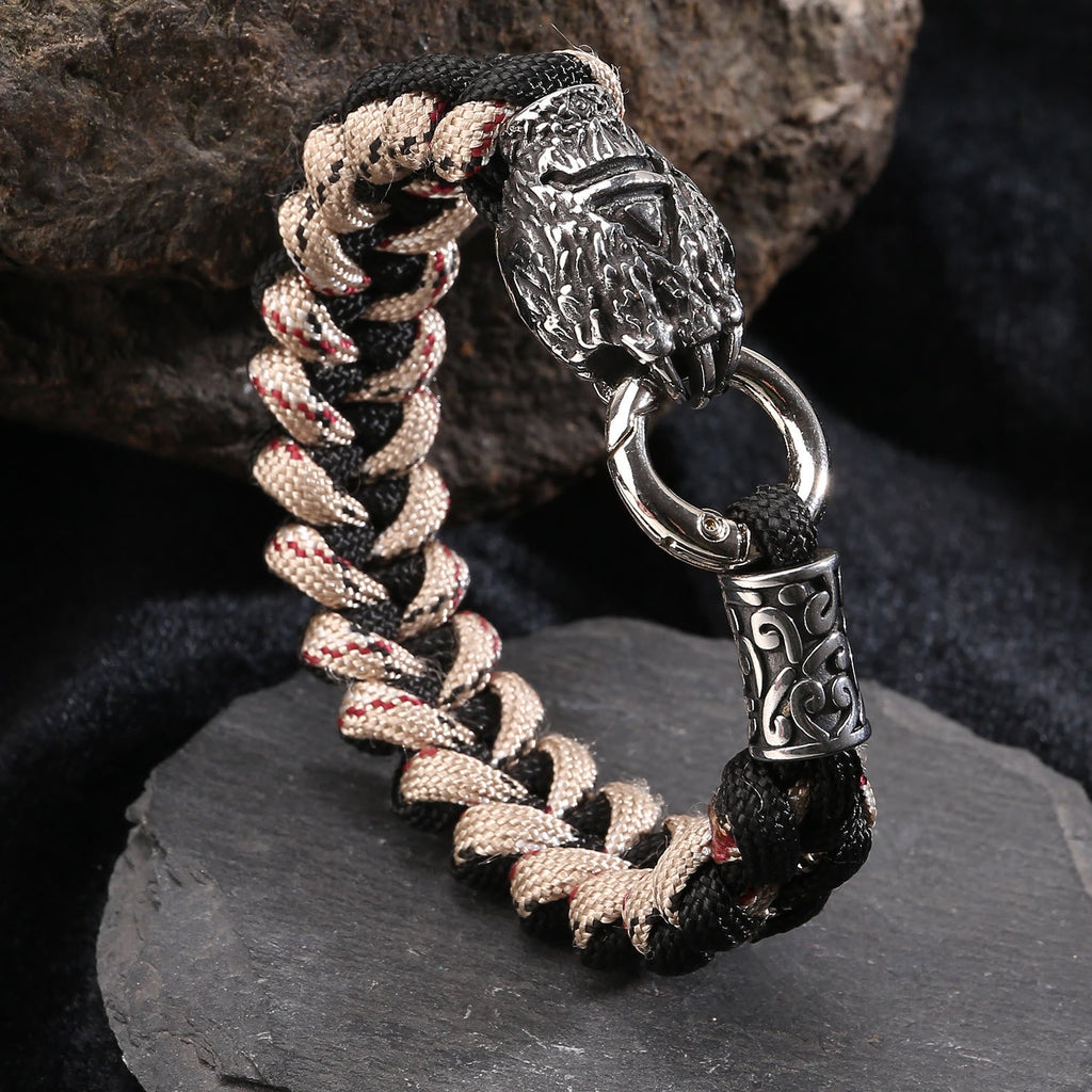 Viking Wolf Head Beer Gevlochten Armband