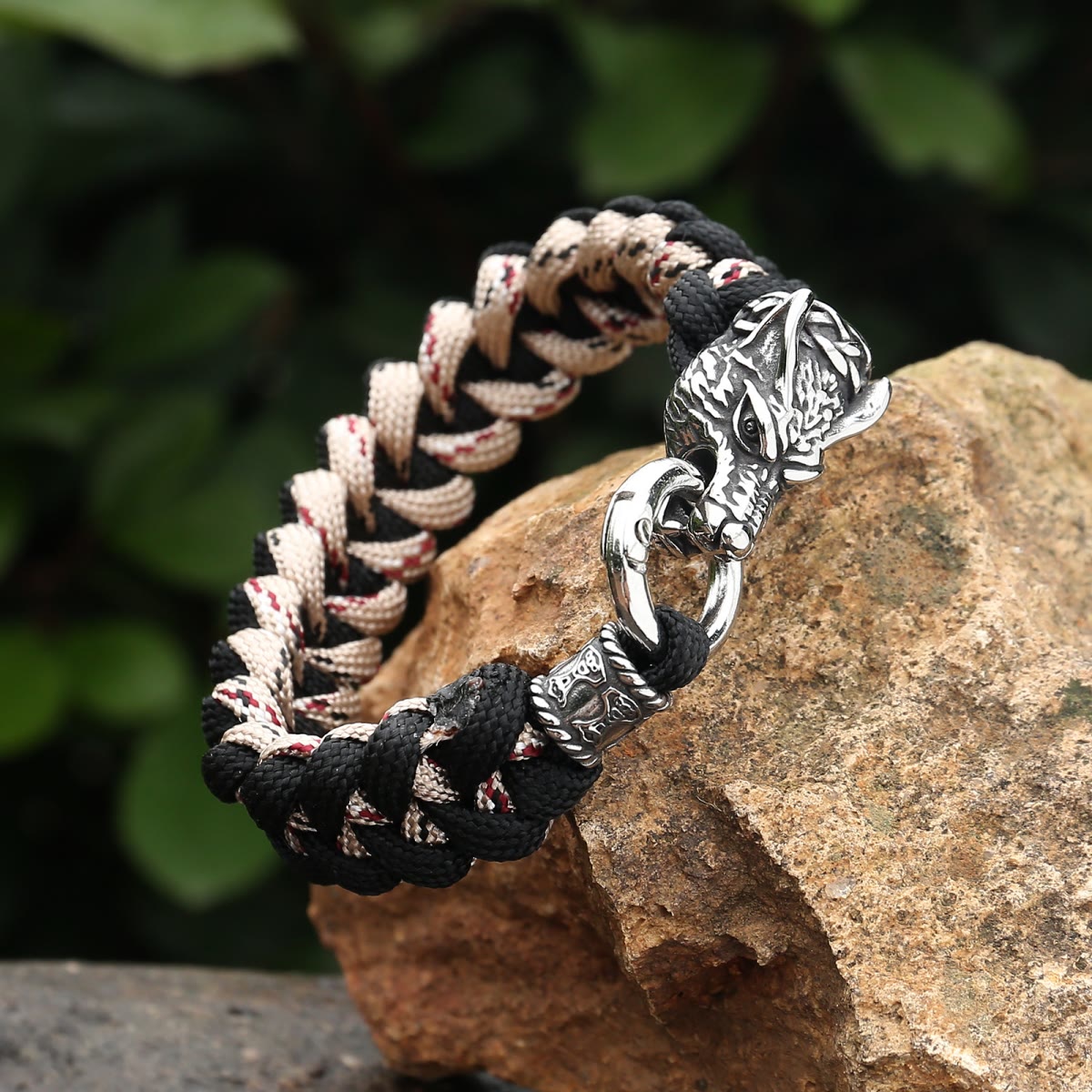 Viking Wolf Head Beer Gevlochten Armband