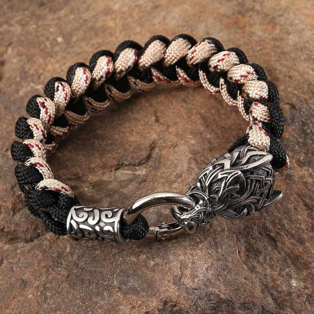 Viking Wolf Head Beer Gevlochten Armband