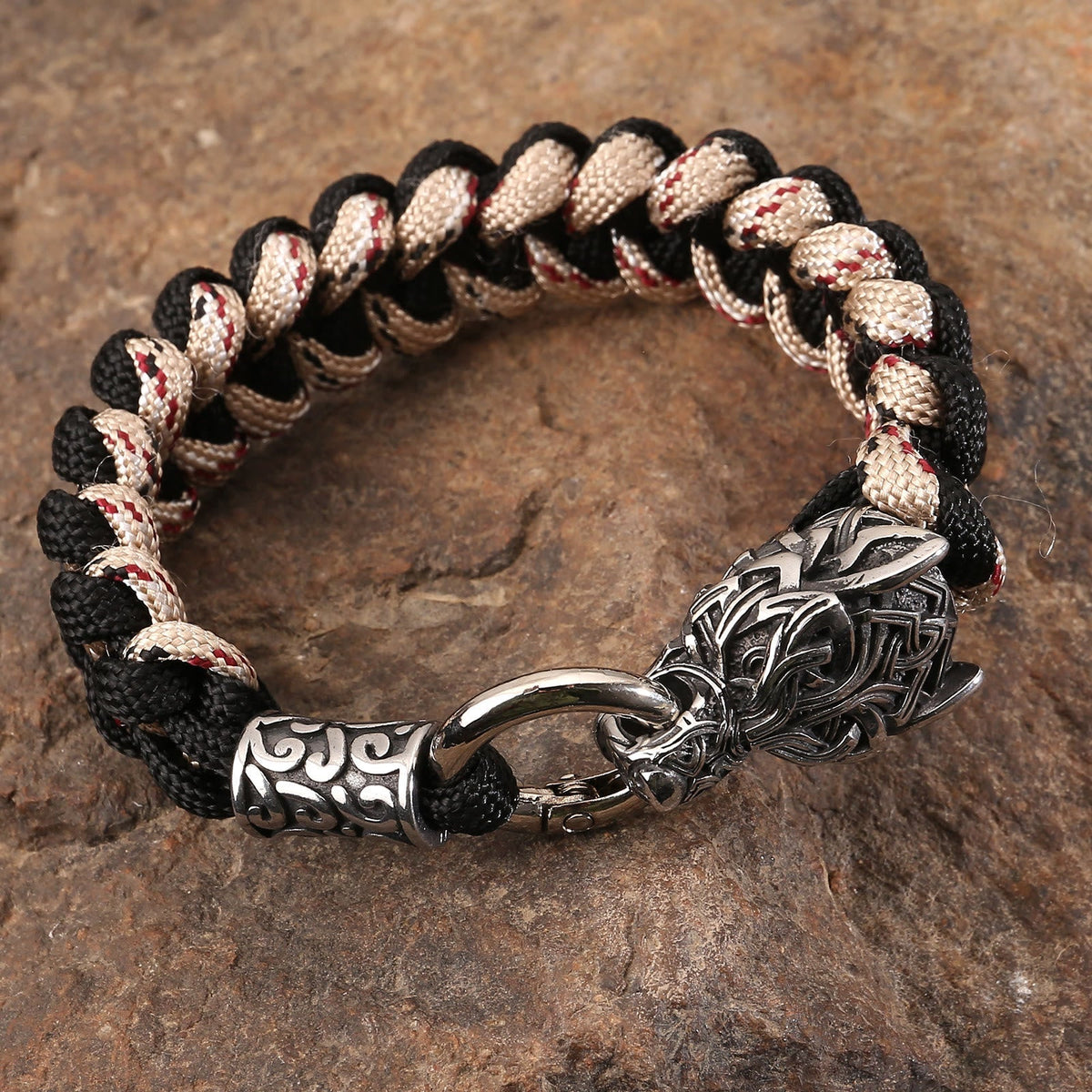 Viking Wolf Head Beer Gevlochten Armband