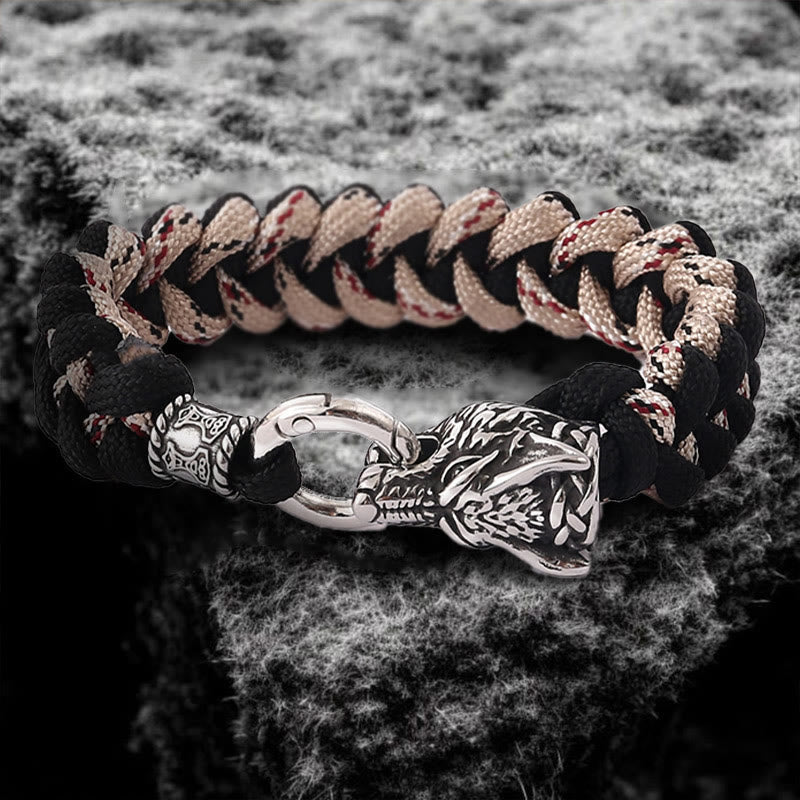 Viking Wolf Head Beer Gevlochten Armband