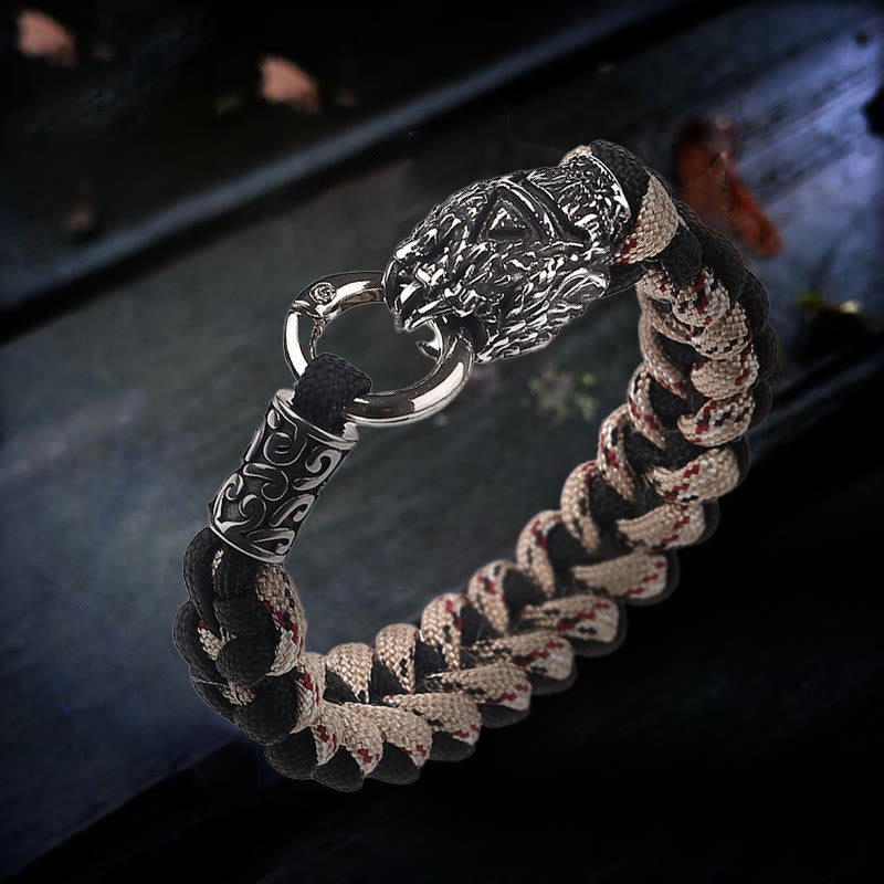 Viking Wolf Head Beer Gevlochten Armband
