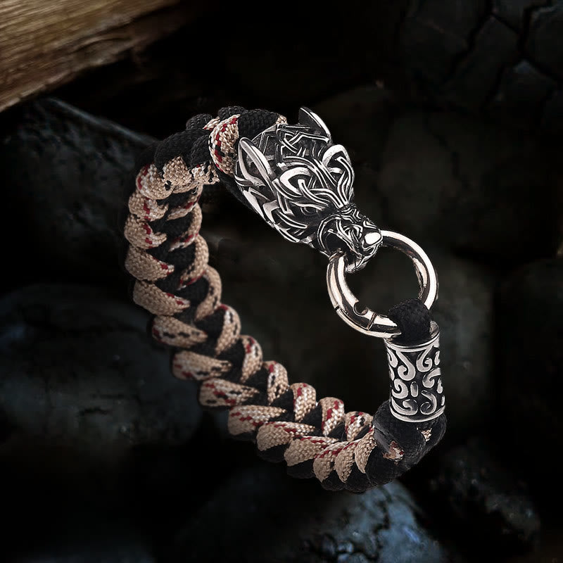 Viking Wolf Head Beer Gevlochten Armband