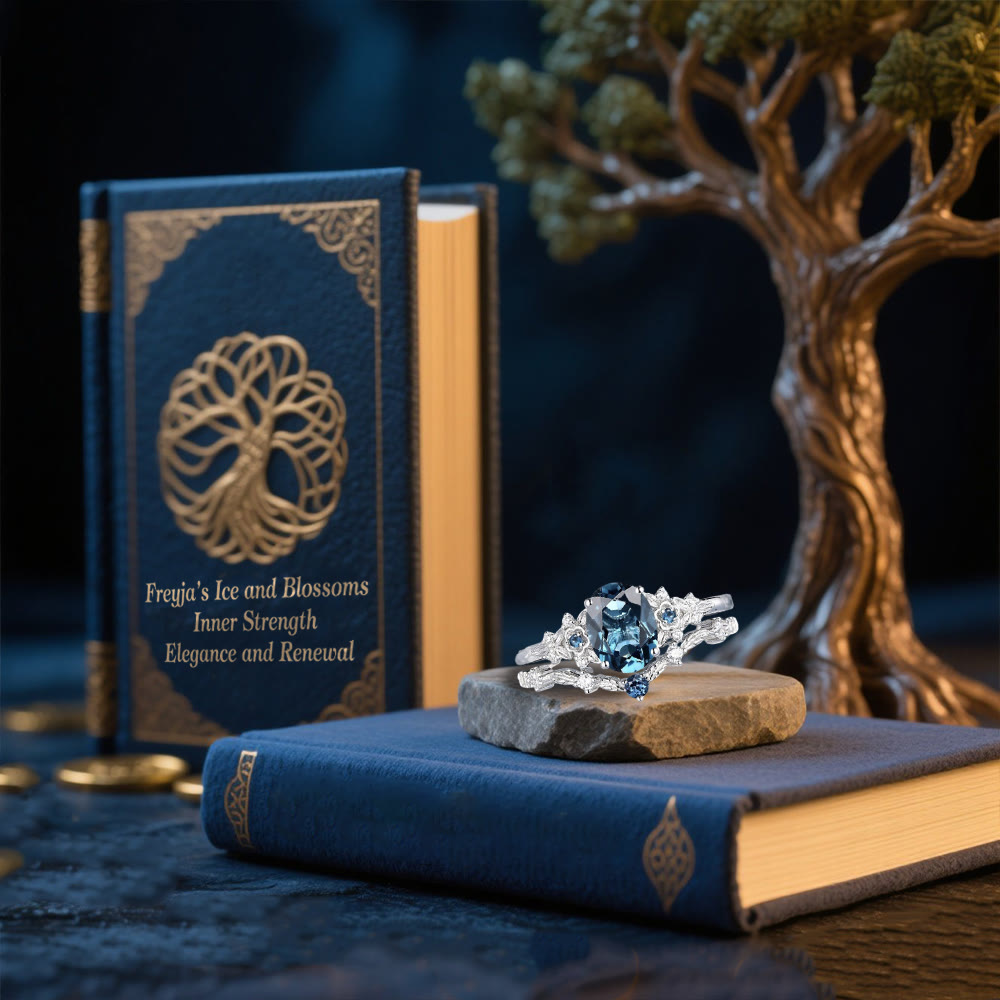 Ringenset met blauwe topaas – Freyja's IJs en Bloesem