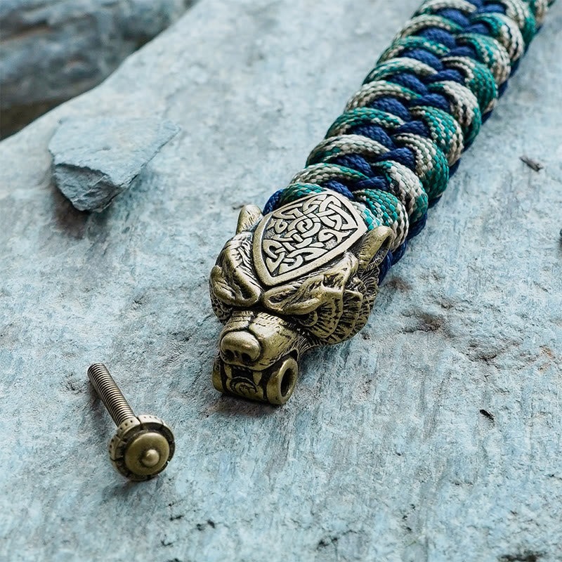 Viking Leopard Schild Paracord Gevlochten Armband
