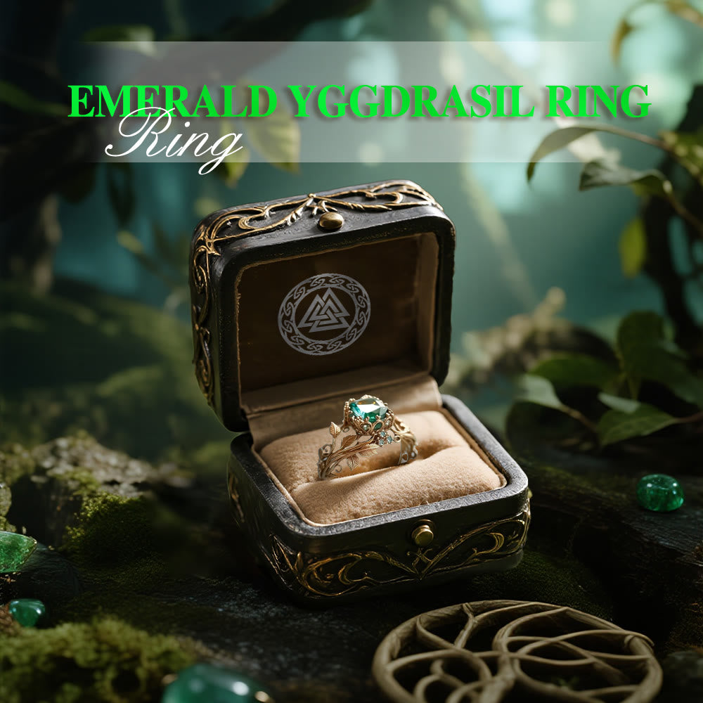Yggdrasil-ring met smaragd