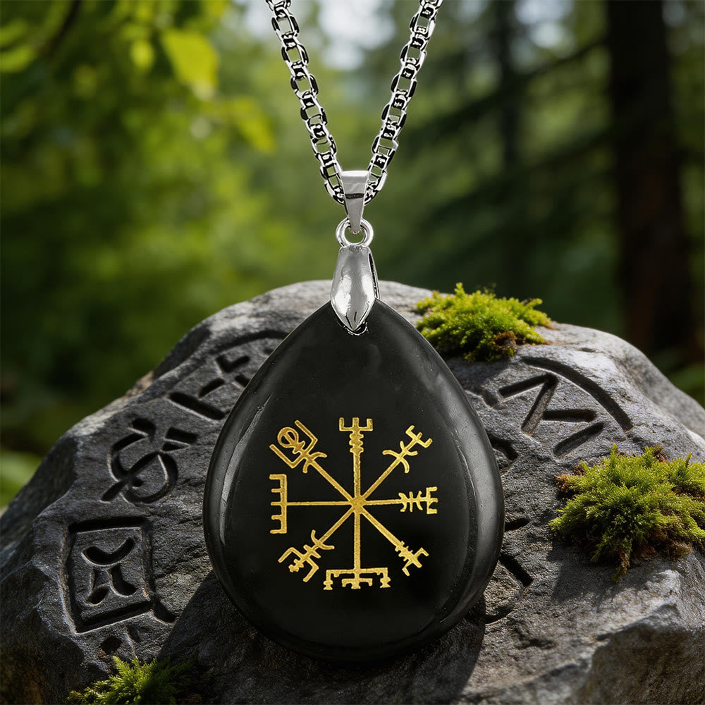 Viking Vegvísir Journey Warding Crystal Ketting