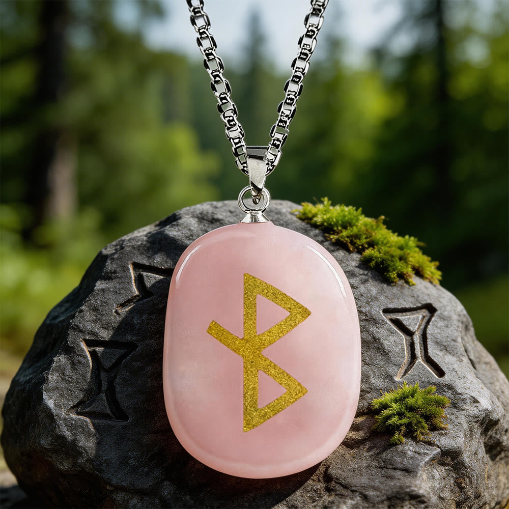 Viking Healing Bind Rune Vitality Crystal Ketting