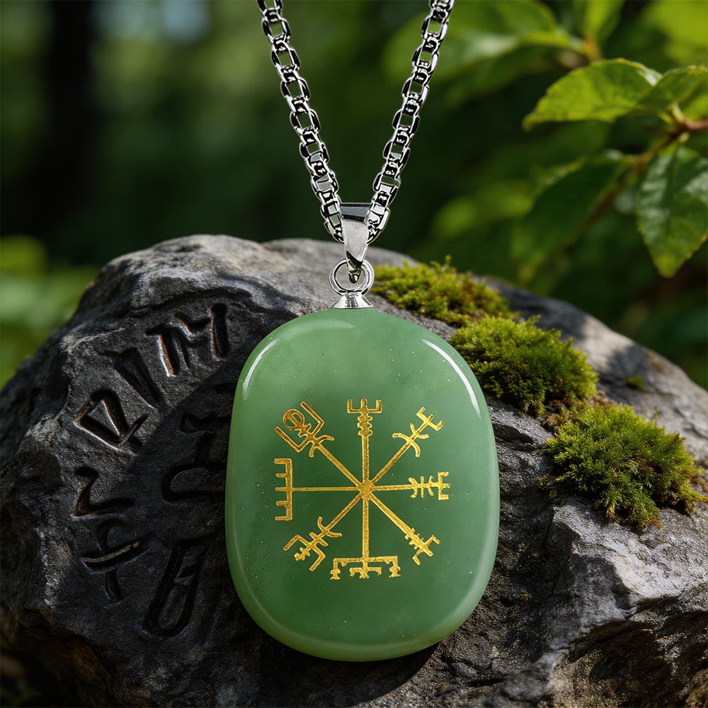 Vegvísir Runen Kompas Guidance Crystal Ketting