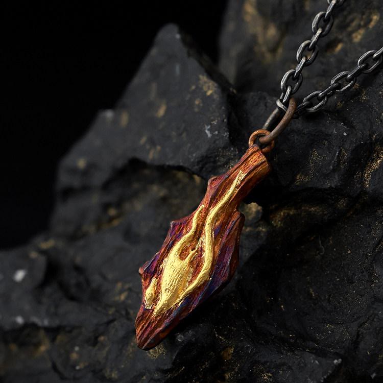 Ketting met vuurreliëf en verguld detail – 999 zilver
