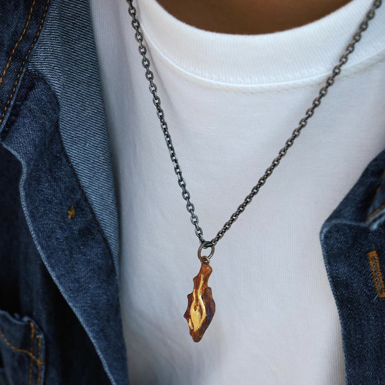 Ketting met vuurreliëf en verguld detail – 999 zilver