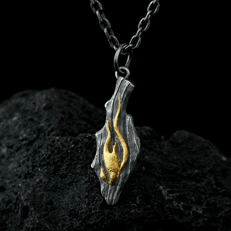 Ketting met vuurreliëf en verguld detail – 999 zilver
