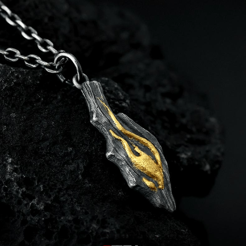 Ketting met vuurreliëf en verguld detail – 999 zilver