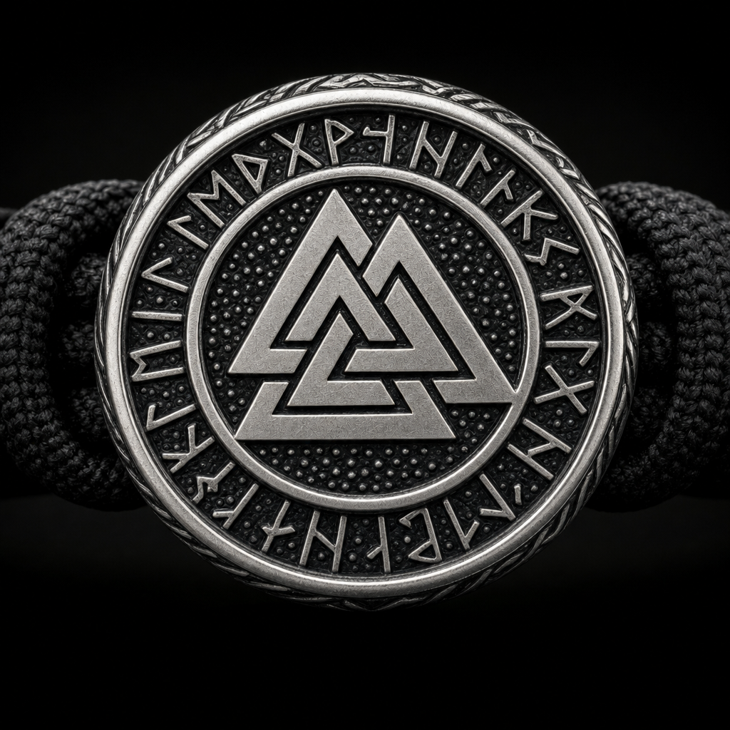 Valknut Slider-Knot Cord Armband voor heren