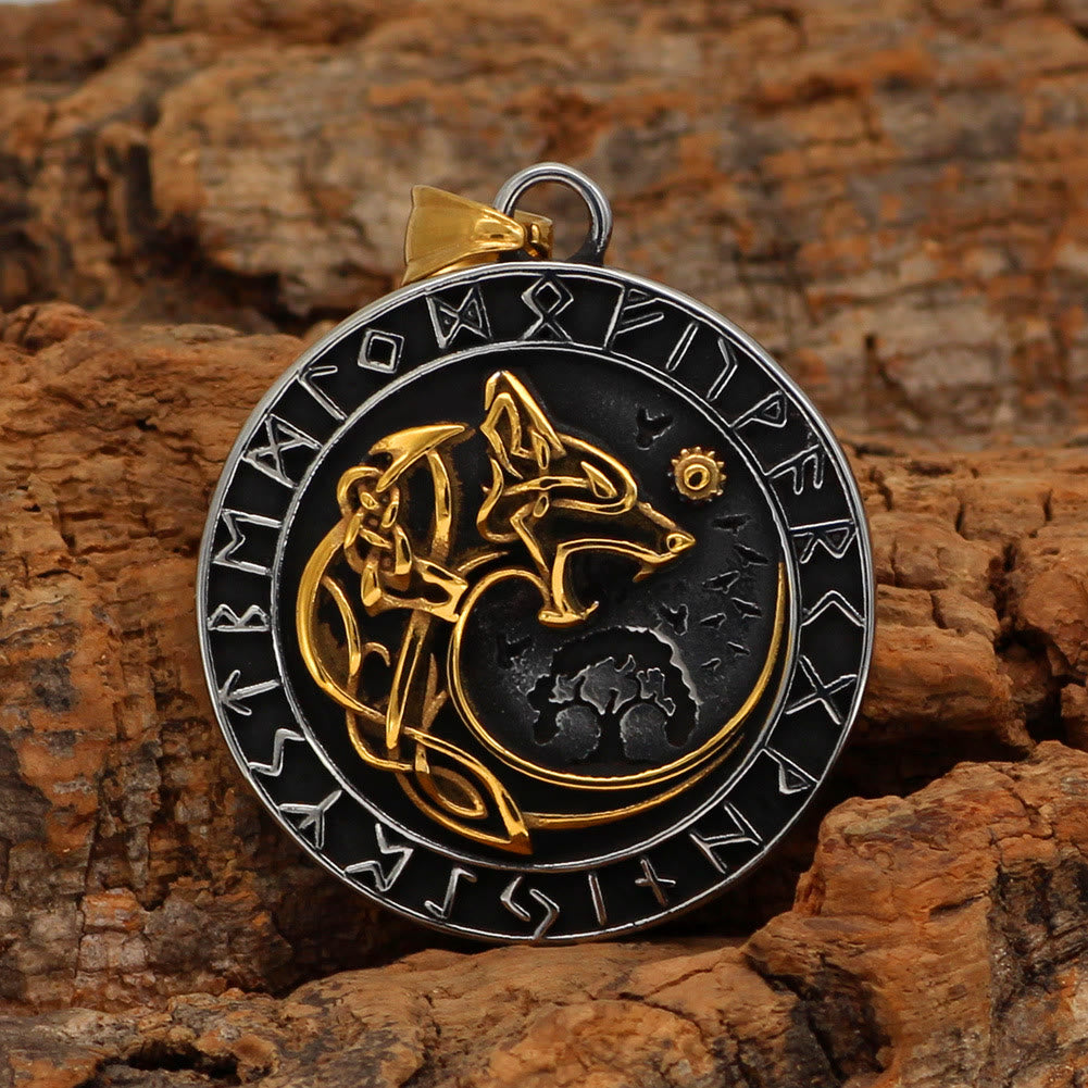 Wolf Head Rune Viking Fenrir Ketting