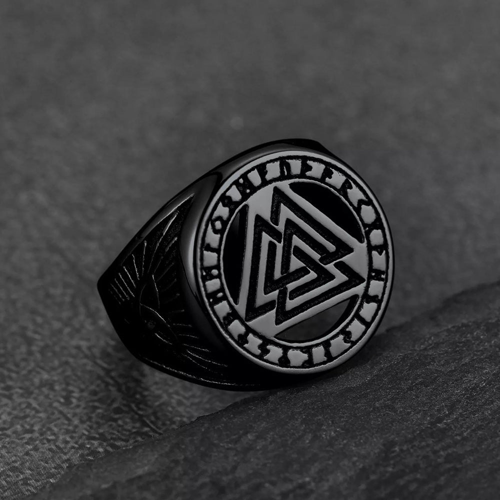 Viking Rune Valknut Zegelring met Keltische knoop