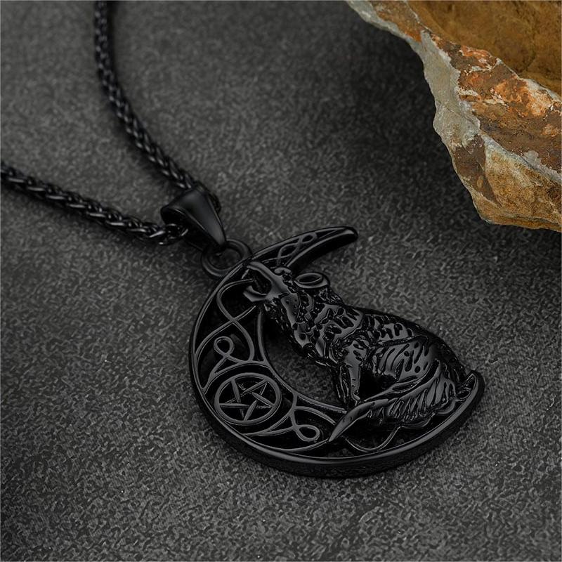 Viking Keltisch Crescent Maan Wolf Ketting Sieraad voor heren