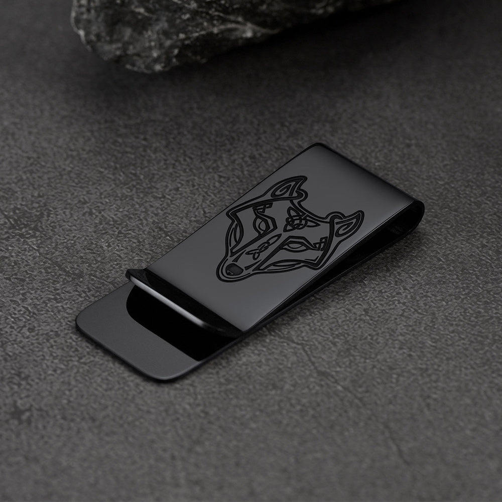 Viking Fenrir Keltisch Wolf Money Cash Clip Slim Credit Card Holder