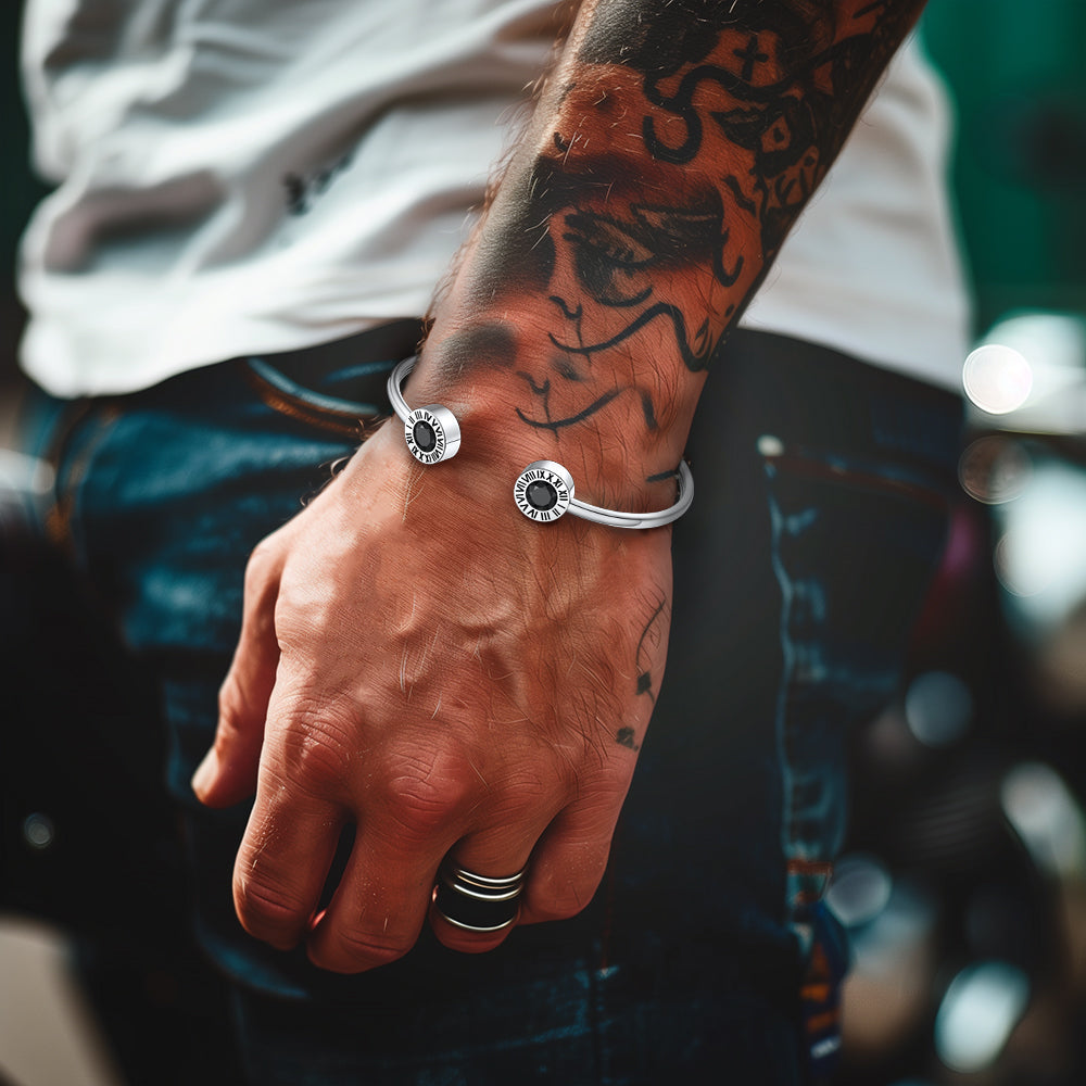Armband met Romeinse cijfers en geboortesteen