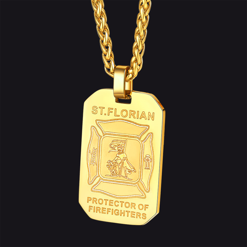 Ketting met Sint-Florianus – brandweer, 316L staal