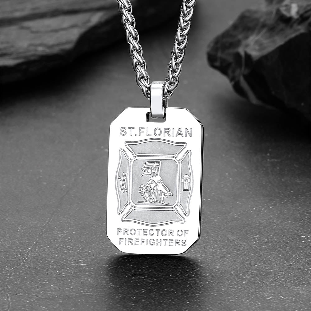 Ketting met Sint-Florianus – brandweer, 316L staal