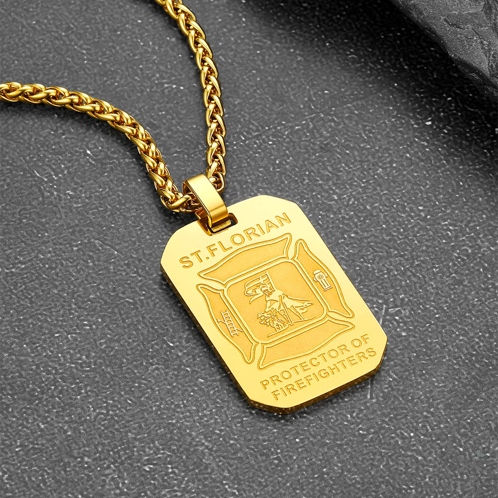 Ketting met Sint-Florianus – brandweer, 316L staal