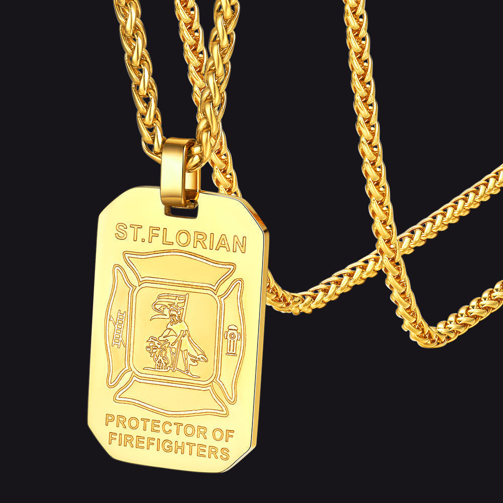 Ketting met Sint-Florianus – brandweer, 316L staal