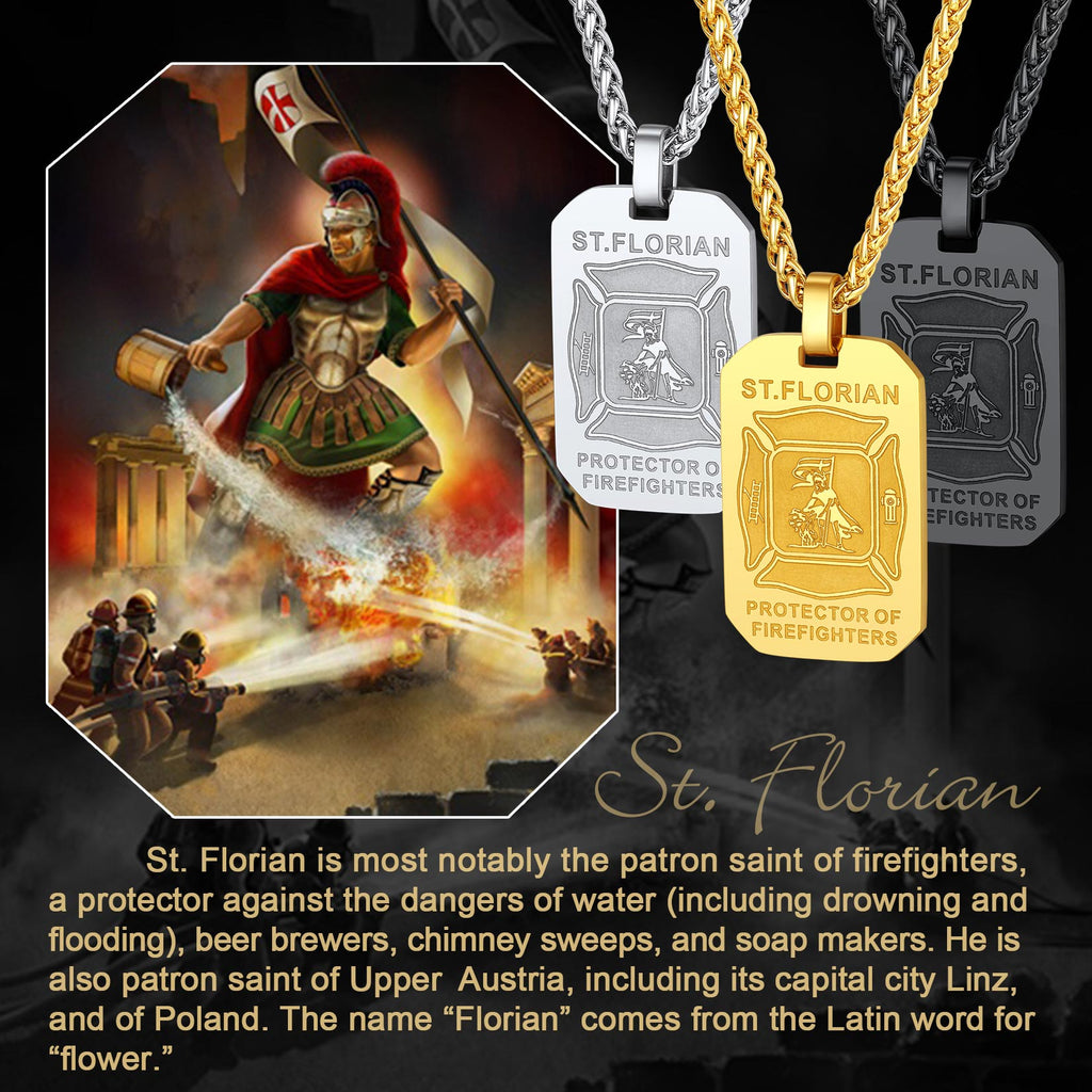 Ketting met Sint-Florianus – brandweer, 316L staal