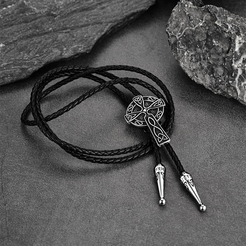 Bolo tie met Keltisch kruis – 316L roestvrij staal