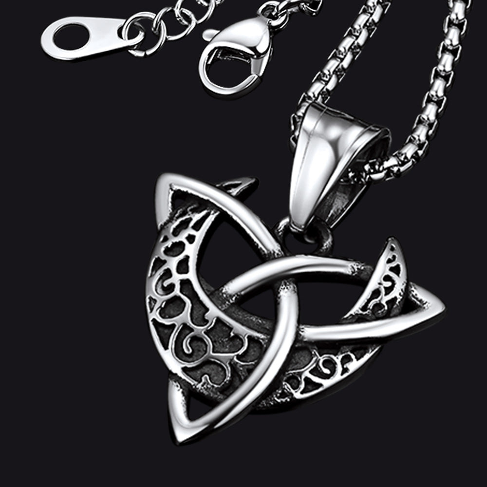 Ketting met drievoudige maangodin en Keltische knoop