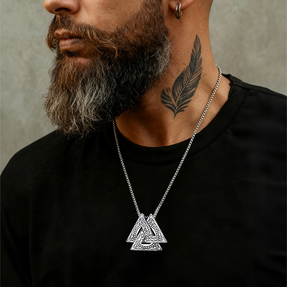Viking Noorse Odin Triangle Valknut Hanger Ketting voor heren