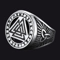 Viking Rune Valknut Zegelring met Keltische knoop